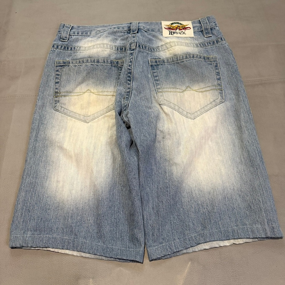VTG Y2K Avirex Men Light Wash Denim Jean Short Jort Baggy Wide Skate JNCO-36-